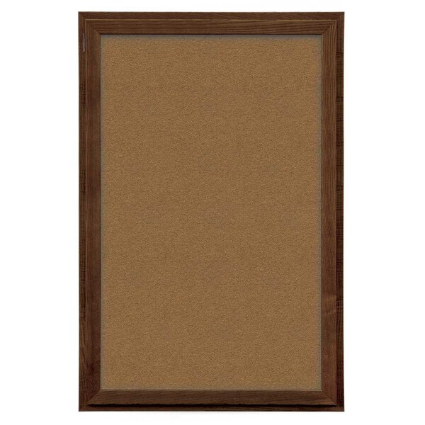 Indoor Enclosed Combo Board, 72"x36", Satin Frame/Blue & Buff